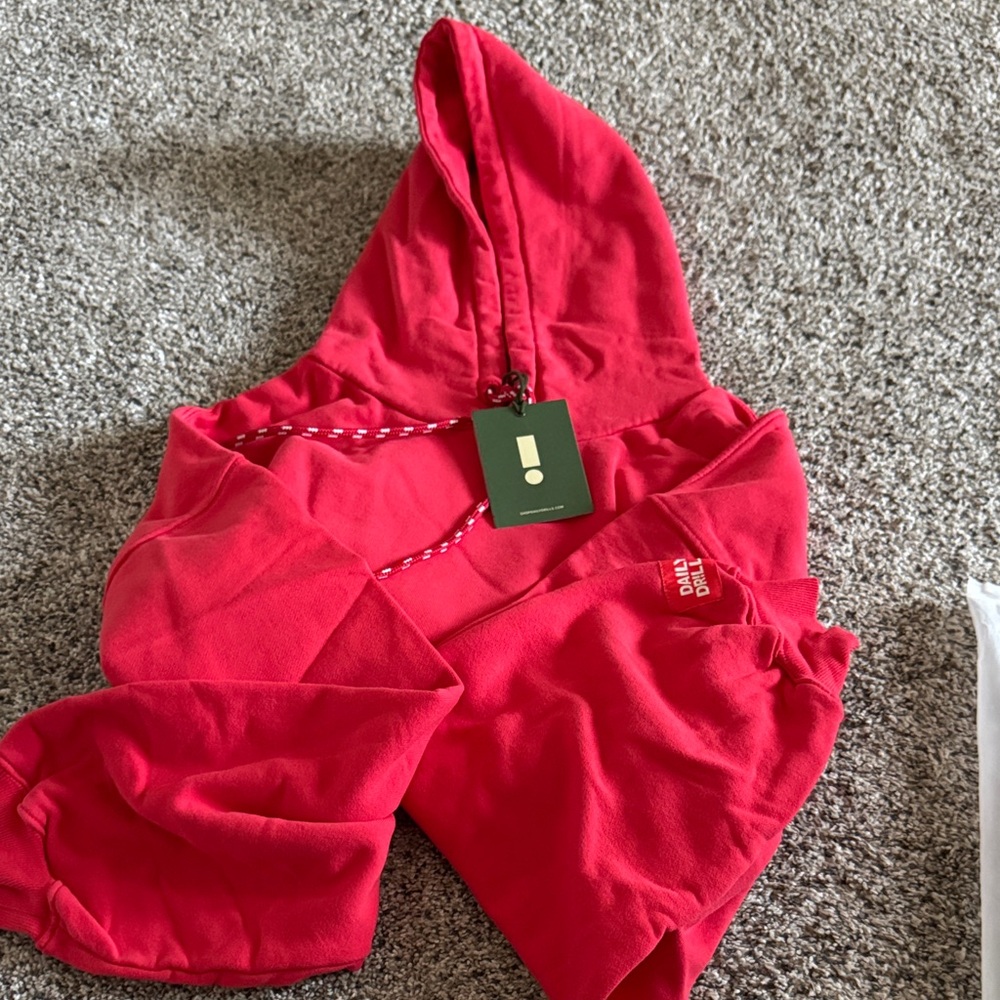 Daily Drills Red oversized Paracord Pullover Hoodie - Picture 1 of 5
